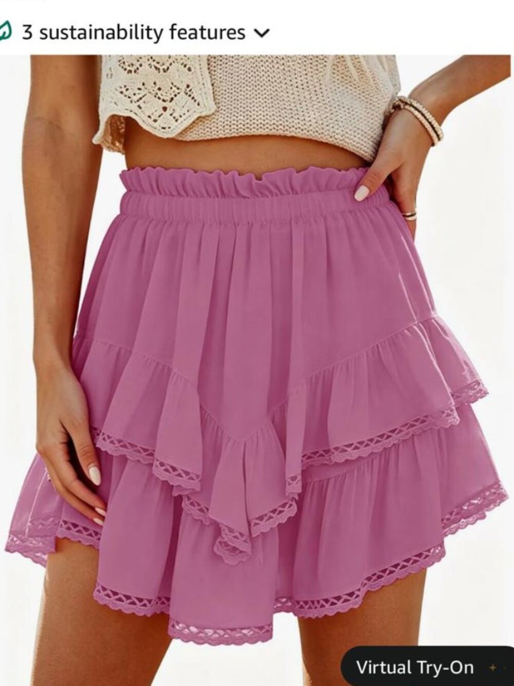 Pink Tiered Ruffle Mini Skort